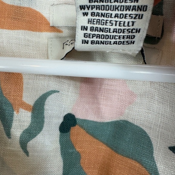 Rachel Zoe Size 2X 100% Linen Floral Tunic Top Button Down Blouse Beach - Picture 6 of 8